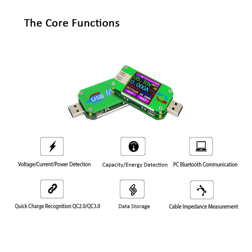 RD UM24C USB 2.0 Color LCD Display Tester Voltage Current Meter Voltmeter Ammeter Battery Charge Cable Impedance Measurement Communication Version