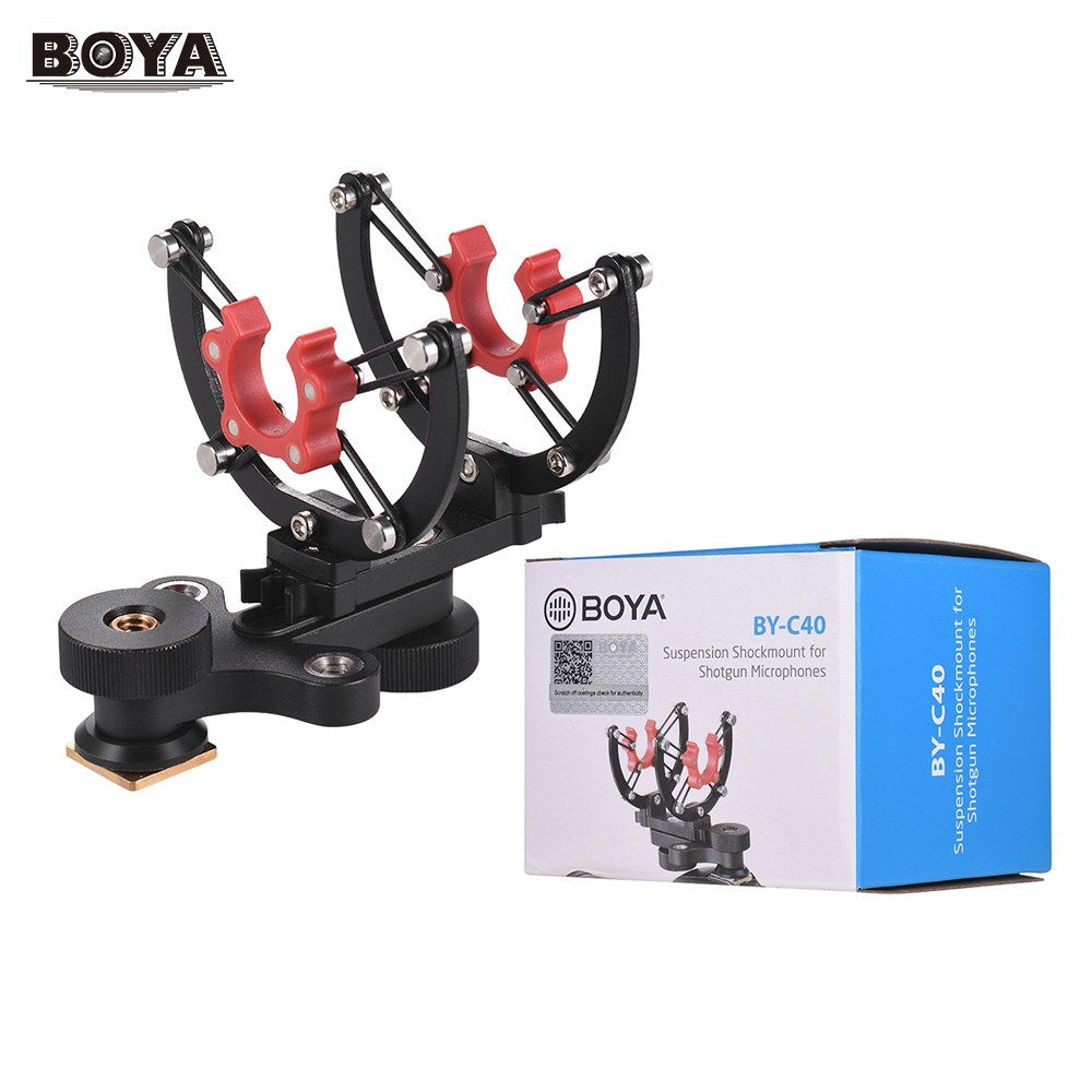 BOYA BY-C40 Shock Mount Clip Holder Camera Shoe for Shotgun Microphones 20-22mm Diameter