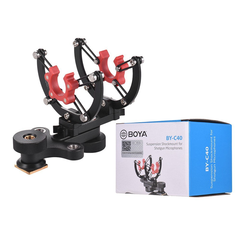 BOYA BY-C40 Shock Mount Clip Holder Camera Shoe for Shotgun Microphones 20-22mm Diameter