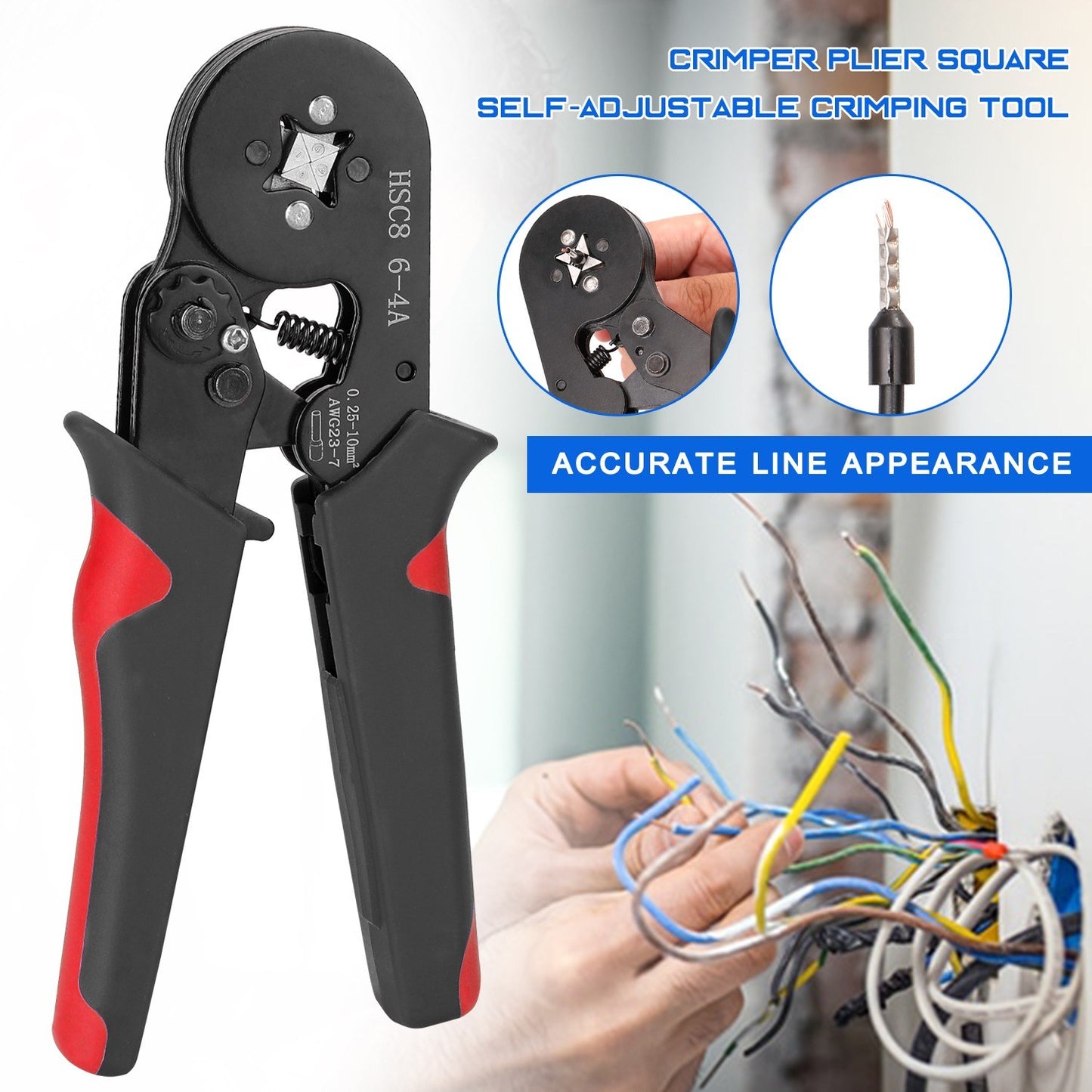 HSC8 AWG23-7 Ferrule Crimping Tool Kit High Hardness Crimper Plier with 1200pcs Wire Ferrules Crimp Ends Terminal - Black