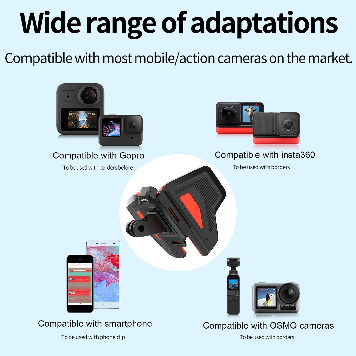 Uniqkart GP-HBM-MT2 2nd Generation Motorcycle Helmet Mount Compatible with GoPro Hero 9 DJI Osmo ACTION Insta360