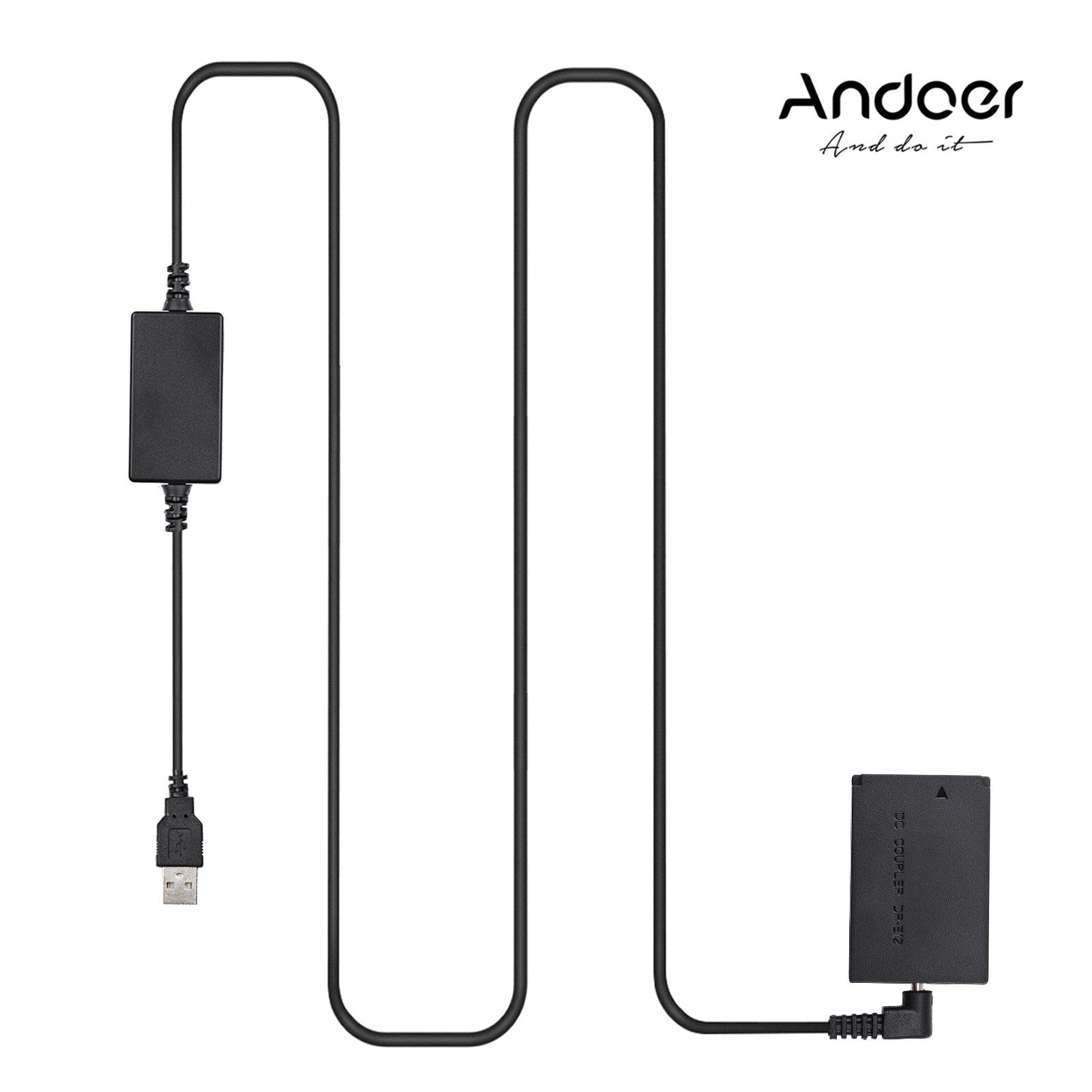 Andoer DR-E12 USB Power Kit DC Coupler with USB DC Converter Power Cable Compatible with Canon EOS M M2 M10 M50 M100 M200 Cameras