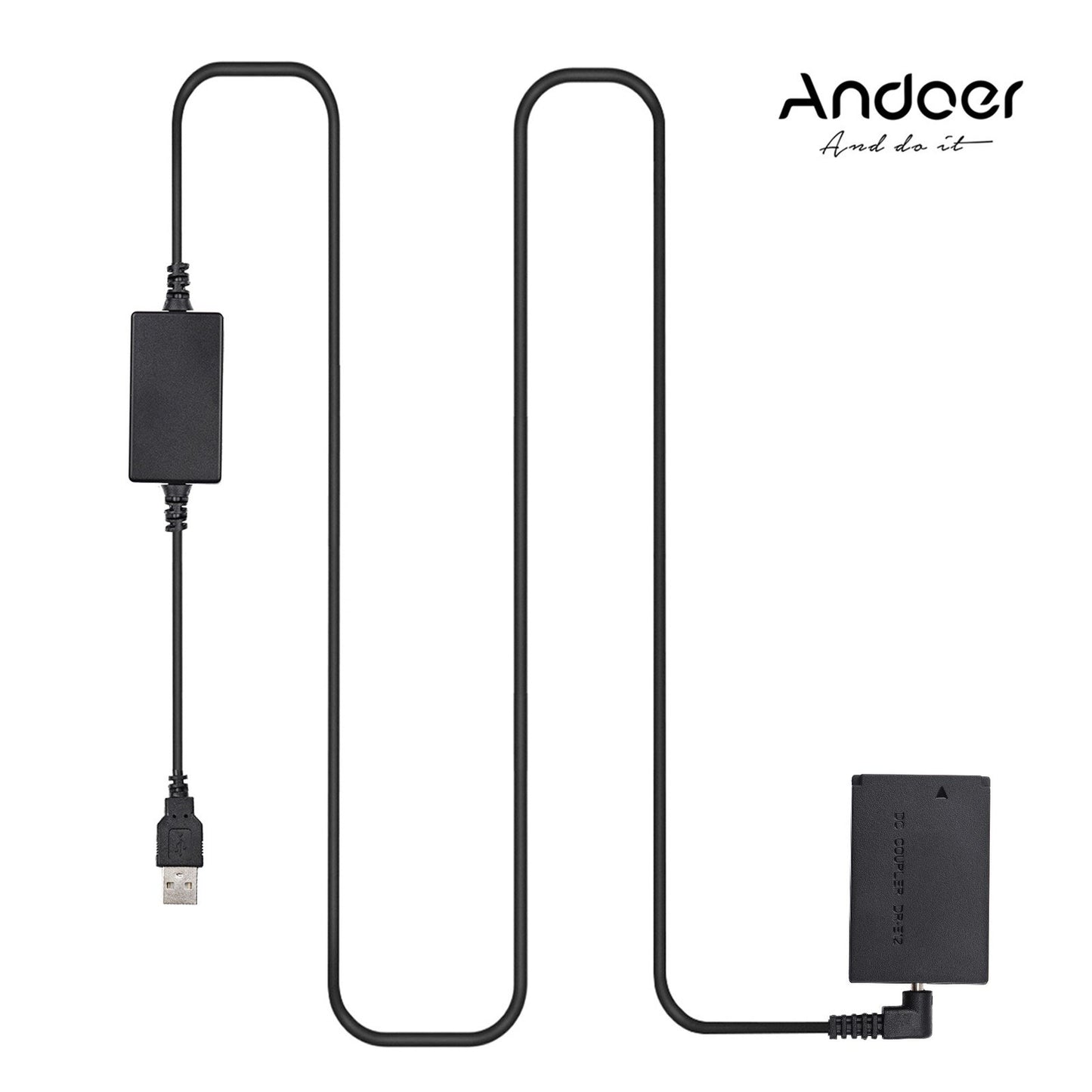 Andoer DR-E12 USB Power Kit DC Coupler with USB DC Converter Power Cable Compatible with Canon EOS M M2 M10 M50 M100 M200 Cameras