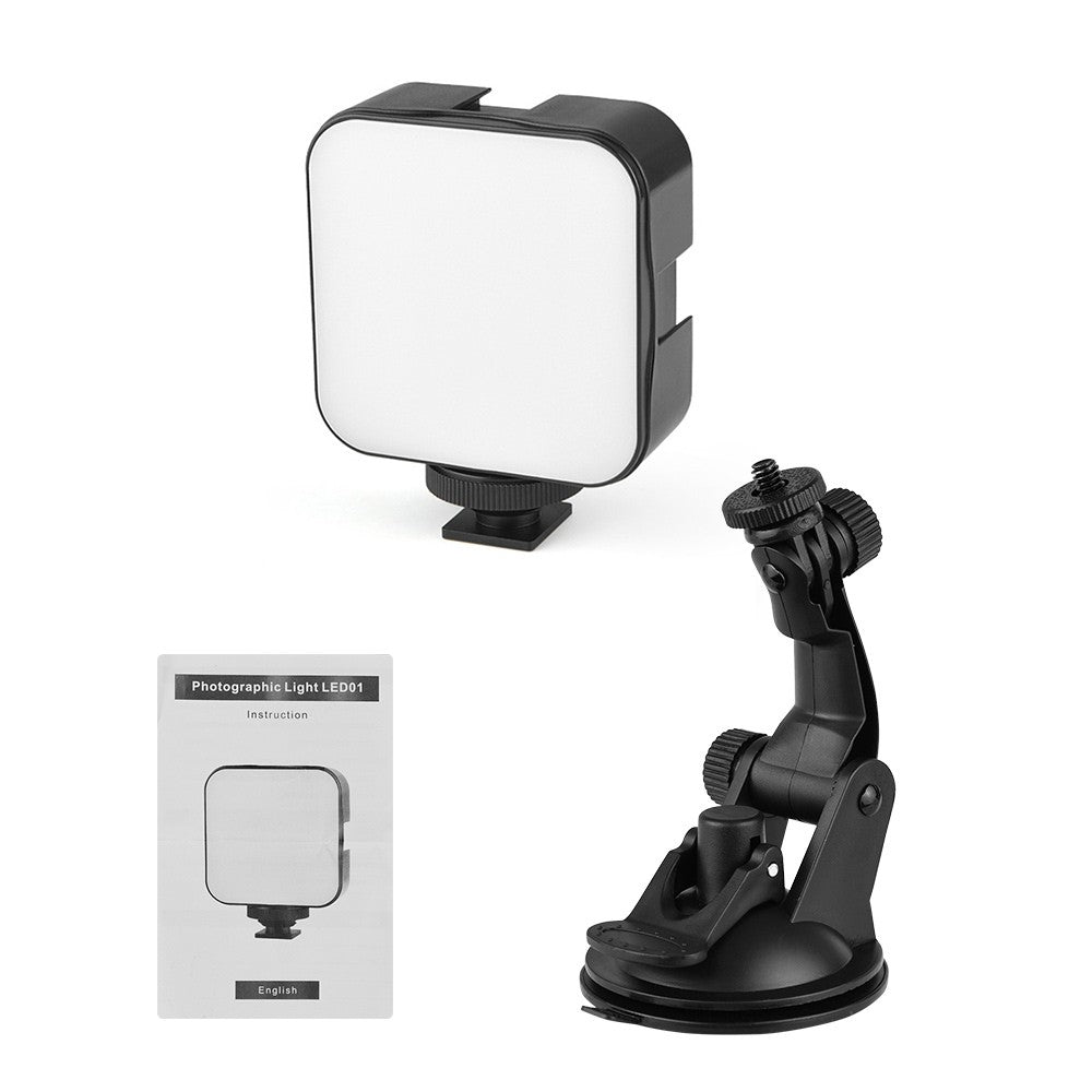 Mini Video Conference Lighting Kit with 5W Dimmable 6500K LED Light 3 Cold Shoe Mounts + Suction Cup Mount