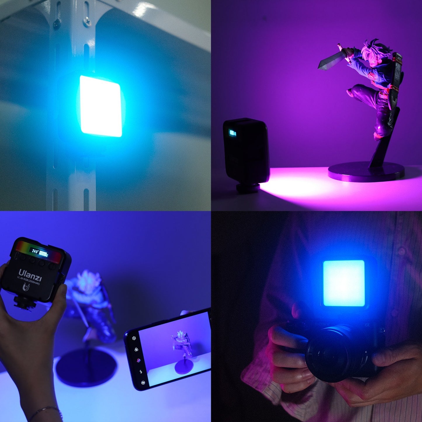 Uniqkart VL49 RGB Pocket LED Video Light Photography Fill Light with Cold Shoe Mounts