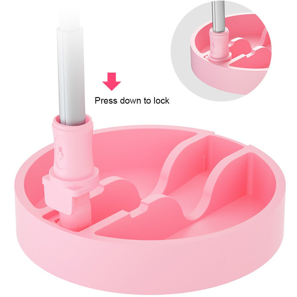 Portable LED Ring Light with Makeup Mirror Phone Holder 10 Brightness for Selfie Video Recording Streaming - Pink
