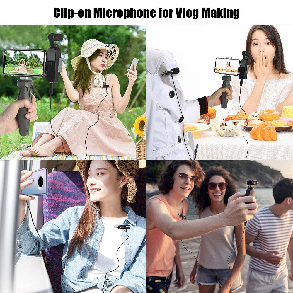 IEDiSTAR Omnidirectional Lavailier Microphone Dual Condenser Lapel Mic 9.8ft/3 Meters Cable for DJI OSMO Pocket Smartphone