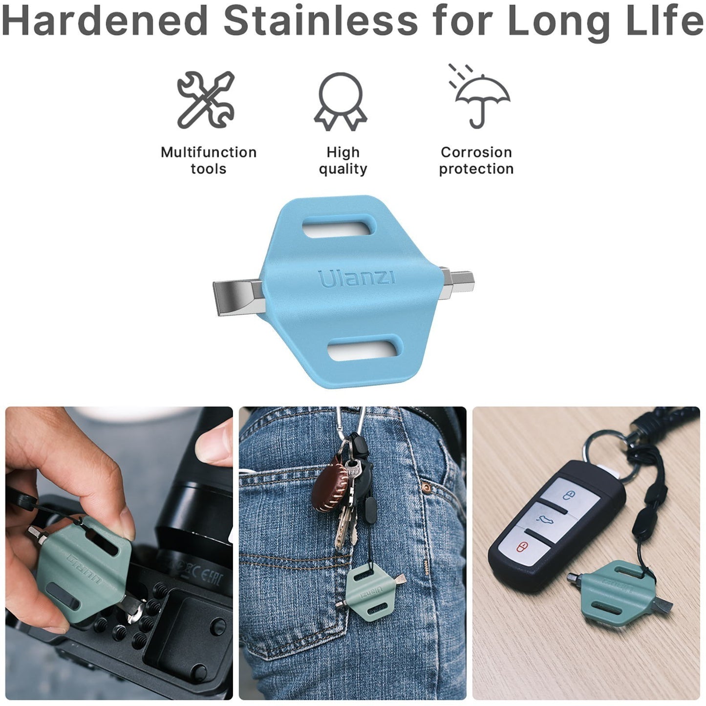 Uniqkart 2-in-1 Mini Screwdriver Dual Heads Straight Hexagonal Screw-Driver Portable Photography Accessory - Sky Blue