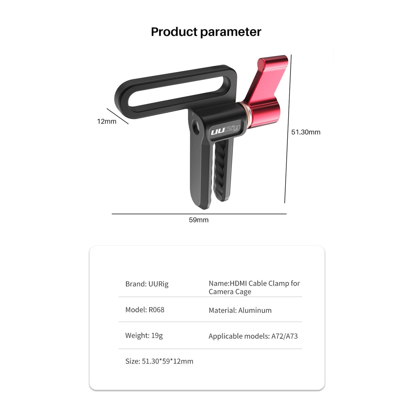 Uniqkart R068 Camera Cable Clamp Data Line Tie Holder Clip Aluminum Alloy for Camera Cage