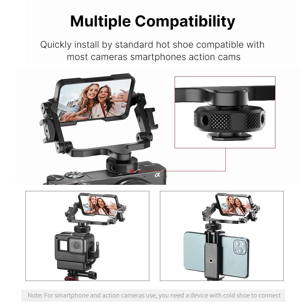 Uniqkart PT-14 Camera Flip Mirror Bracket Selfie Vlog 360 Degree Rotation Mount for Mirrorless Camera
