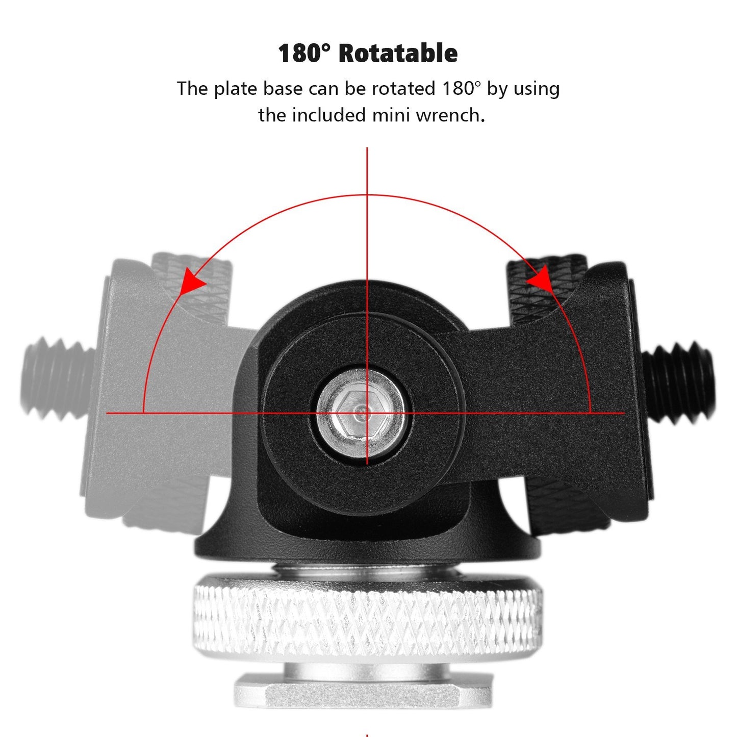 Andoer Mini Monitor Mount Tripod Head Cold Shoe Adapter Aluminum Alloy for Mounting Camera LED Fill Light - Silver