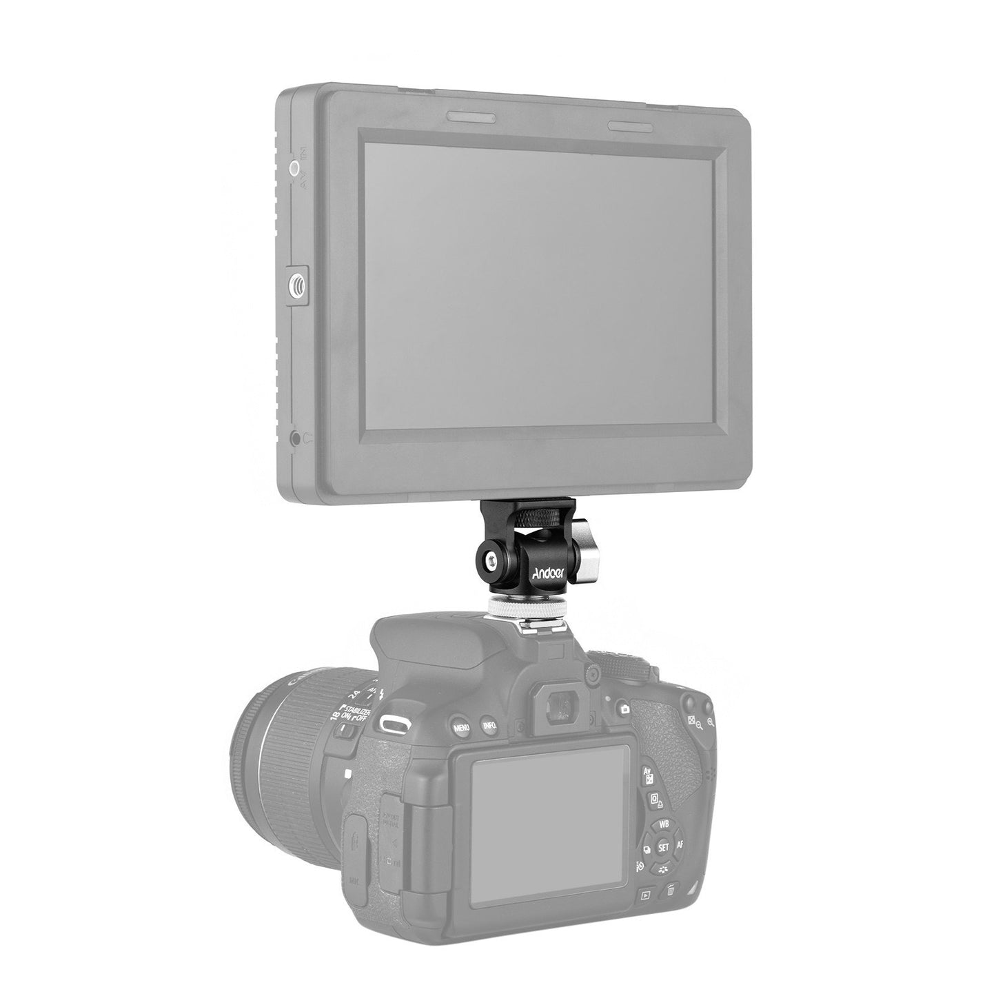 Andoer Mini Monitor Mount Tripod Head Cold Shoe Adapter Aluminum Alloy for Mounting Camera LED Fill Light - Silver