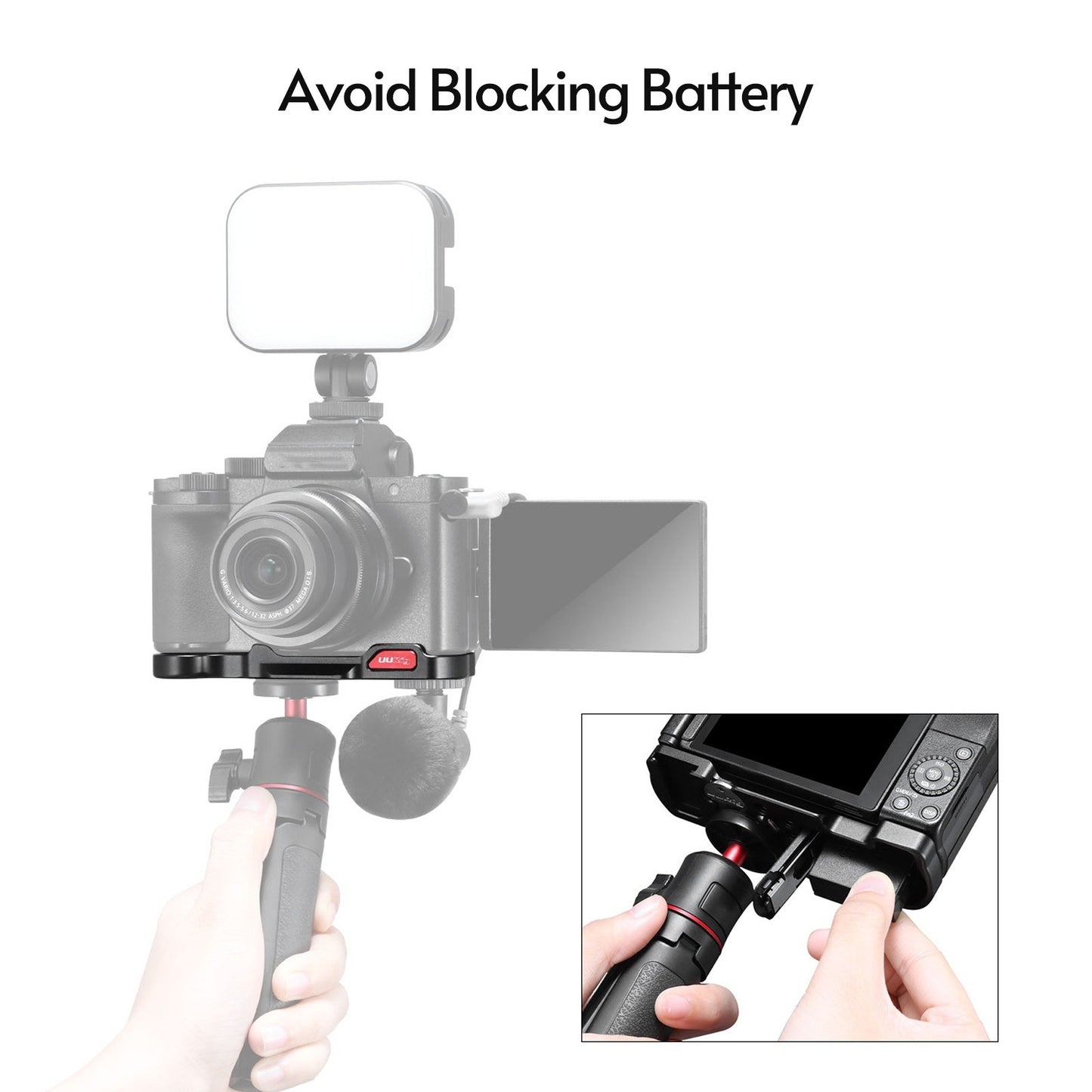 Uniqkart R064 Metal Bottom Plate Quick Release Plate Vertical Shooting Bracket for Panasonic Lumix G100 Camera