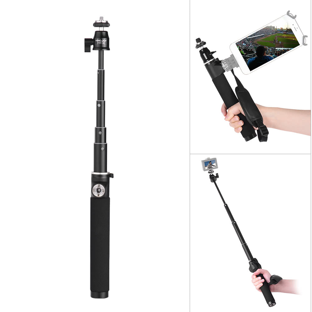 KINGJOY H100D-63 Extendable Selfie Stick Extension Pole Rod with 1/4&quot; Screw for Gopro Hero5 4 3 3+ Action Camera for DJI OSMO Handheld Stabilizer