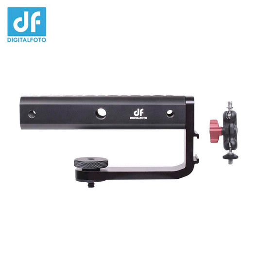 DF DIGITALFOTO VISIONBH Universal Reversed Bottom Single Hand Gimbal Extended Bracket with Hot-Shoe Mount + 1/4 + 3/8 Inch Screw Mount for Monitor Microphone LED Light Mounting for DJI Ronin S Zhiyun Crane 2 Moza Air 2 FeiyuTech - Black