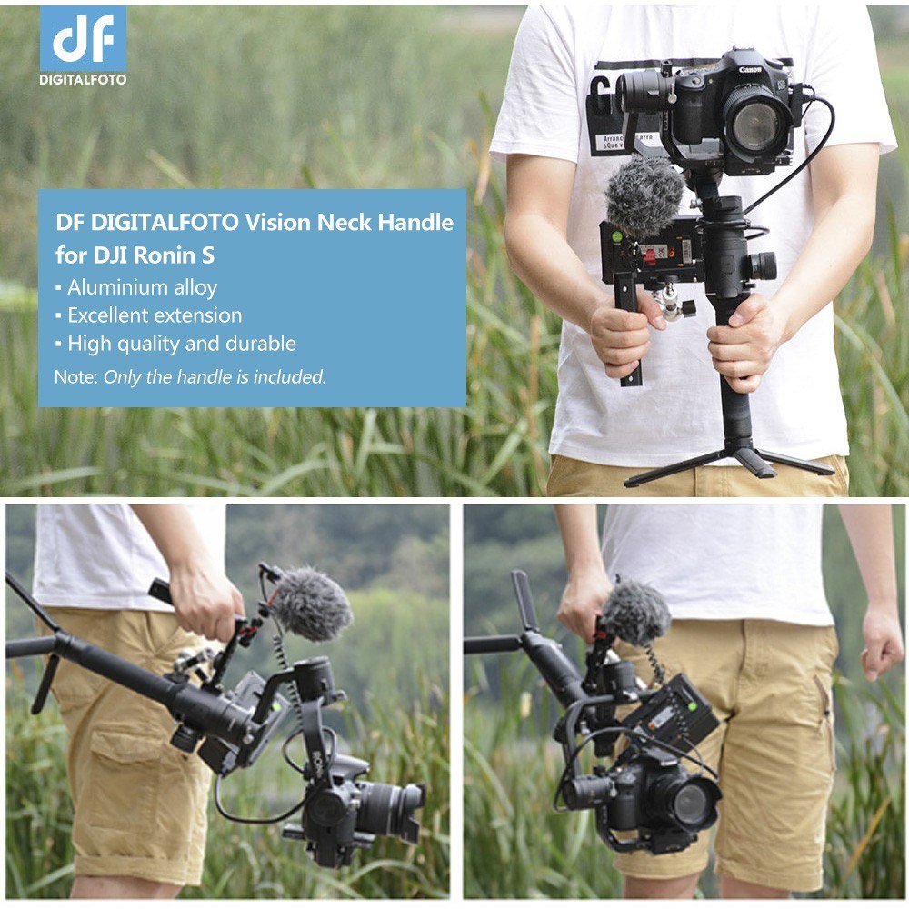 DF DIGITALFOTO VISIONNH Vision Neck Handle Hold Plate Bracket Grip Extension Rods Bar with Hot Shoe Mount for DJI Ronin S Mounting Monitor Microphone LED Video Light
