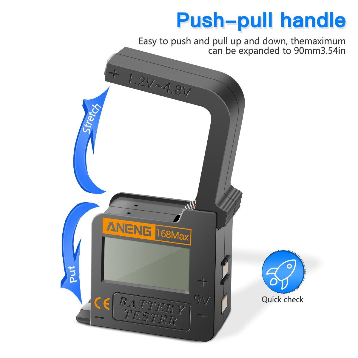 Aneng Battery Tester 168MAX Digital Display Tester Battery Voltage Checker Battery Capacity Testing Tool Universal Tester for Checking AAA AA Button Battery