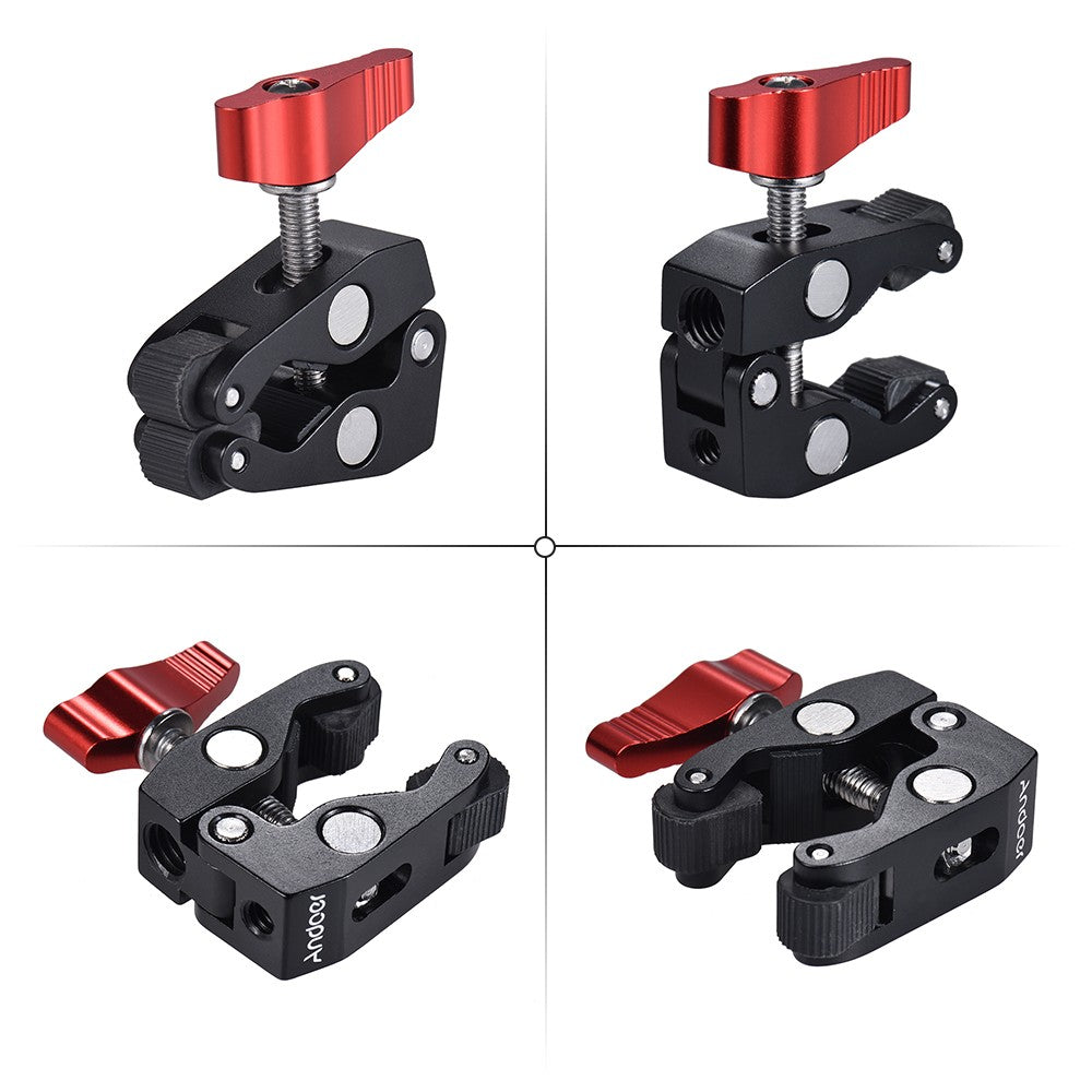 Andoer Crab Pliers Clip Super Clamp with 1/4&quot; and 3/8&quot; Screw Hole for DSLR Rig LCD Monitor