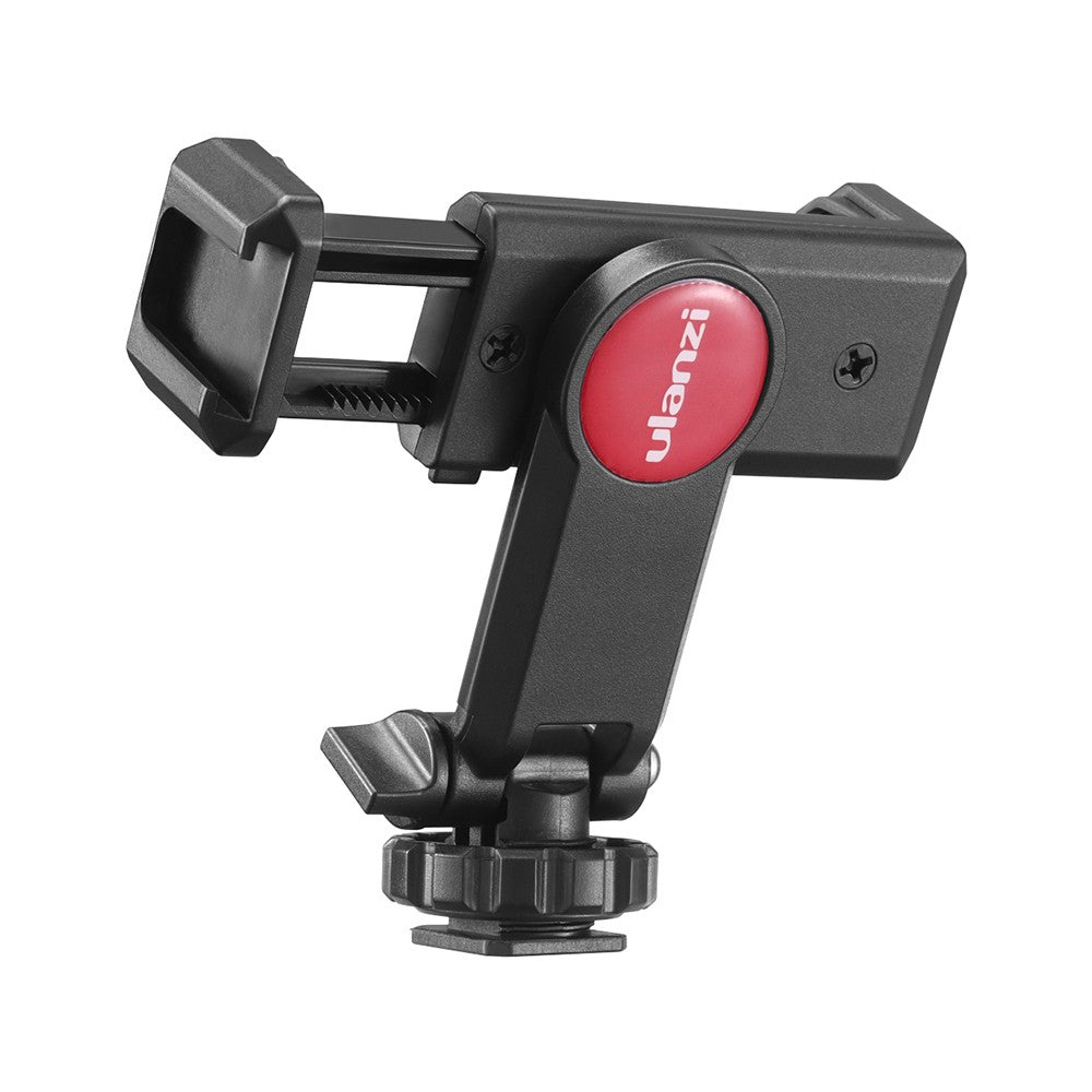 Uniqkart Rotatable Adjustable Angle Tripod Phone Holder Clamp Clip Mount Adapter with 1/4 Hot-Shoe Microphone Mount Cold-Shoe 360 Degree Rotatable