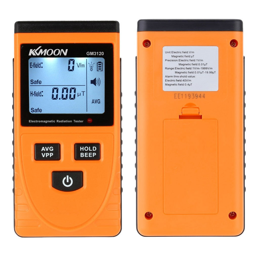 KKmoon Electromagnetic Radiation Tester Digital LCD Radiation Detector Dosimeter Tester EMF Meter Counter - Orange/Black