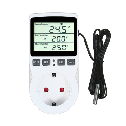 Uniqkart for Greenhouse Seed Germination Digital Thermostat Temperature Controlled with Timer and Probe - EU Plug