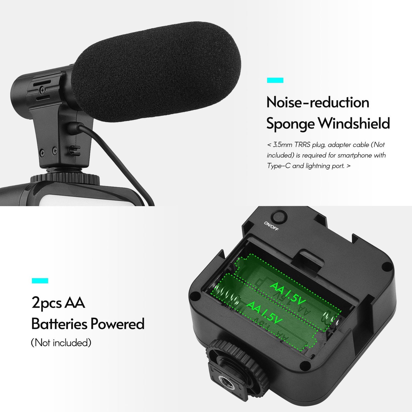 Andoer Phone Vlog Video Kit with Table Tripod Phone Holder with Powerful Noise-canceling Cold Shoe Microphone LED Video Light Remote Shutter