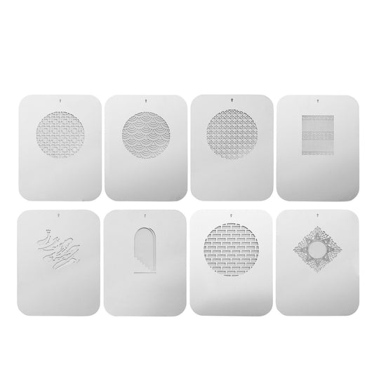 Uniqkart 8pcs/set Graphics Cards Metal Plates with Hollow Patterns for Optical Snoot Conical Focalize Condenser Art Special Effects Shaped Beam Light Photography Light Accessories - Chinese Style