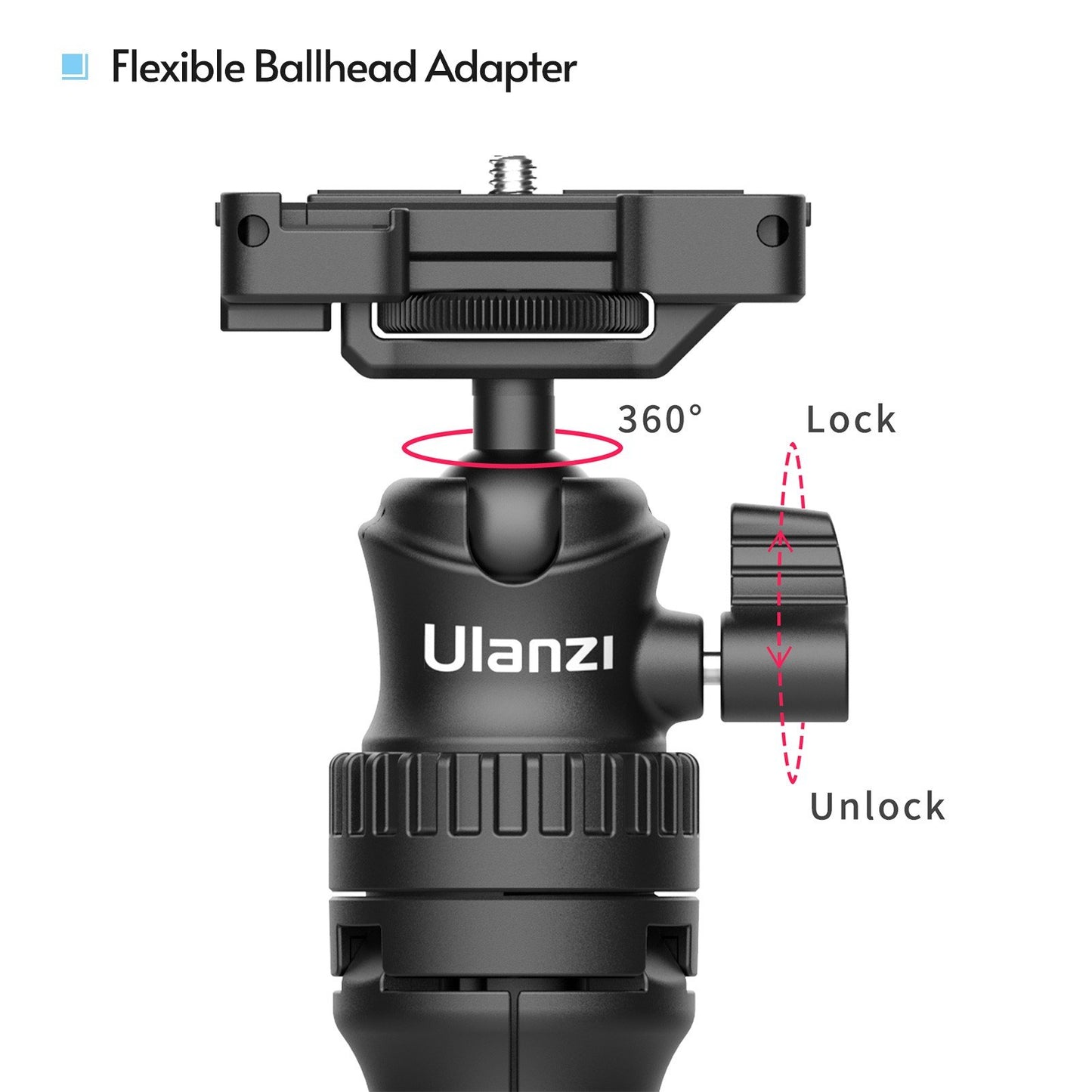 ULANZI MT-34 Portable Extendable Selfie Stick Tripod Handheld Photography Bracket Desktop Tripod Stand 360 Degree Rotatable Ballhead Adapter for Vlog Selfie Live Streaming