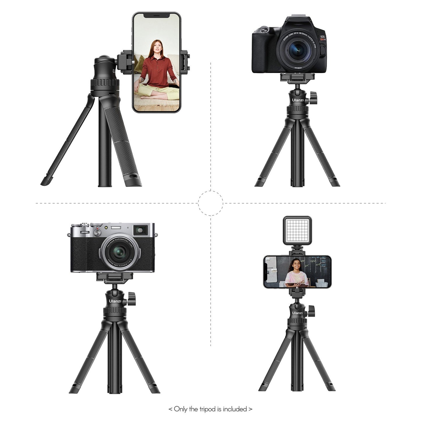 ULANZI MT-34 Portable Extendable Selfie Stick Tripod Handheld Photography Bracket Desktop Tripod Stand 360 Degree Rotatable Ballhead Adapter for Vlog Selfie Live Streaming