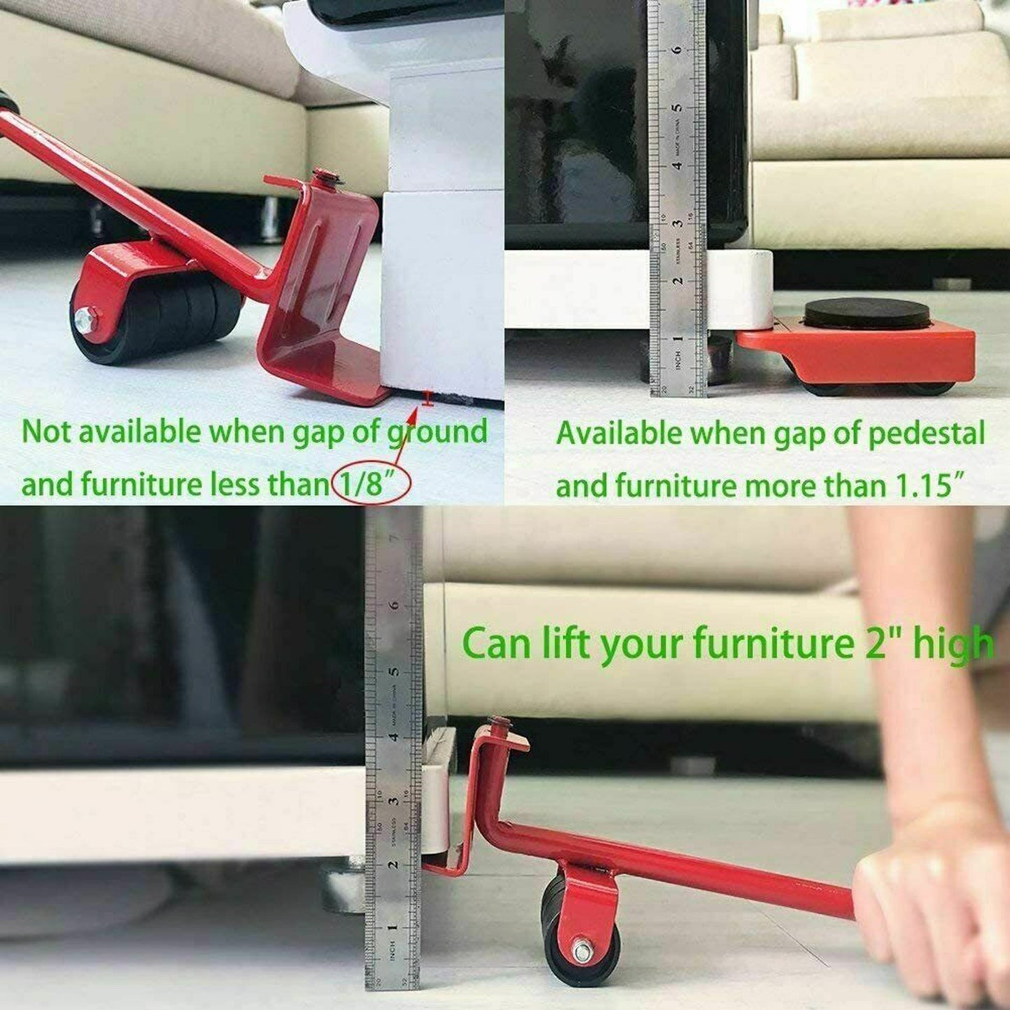 5PCS Heavy Furniture Moving Lifter Easy-move Tool with 4 Slide Glider Wheel - Yellow