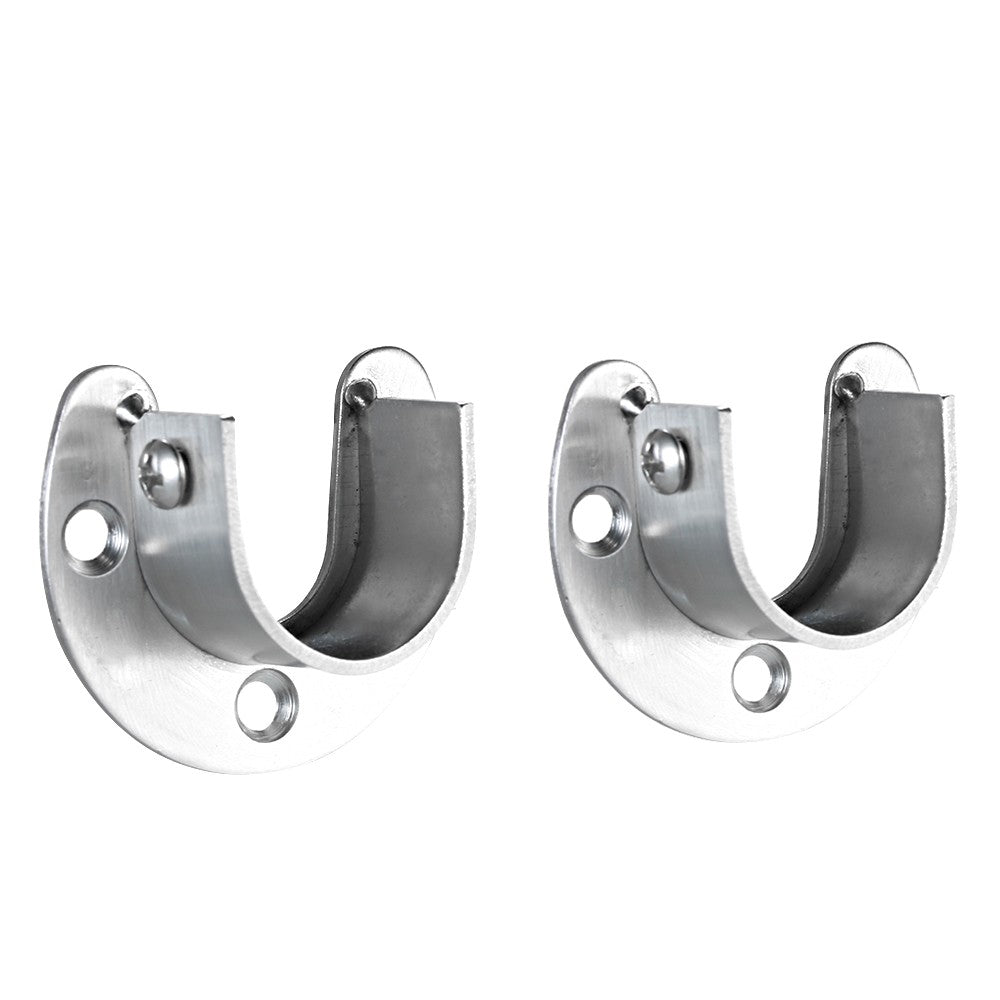 2pcs Anti-corrosion Closet Pole Sockets Set of 2pcs U-shape Rod Socket Stainless Steel Closet Rod Holder Support