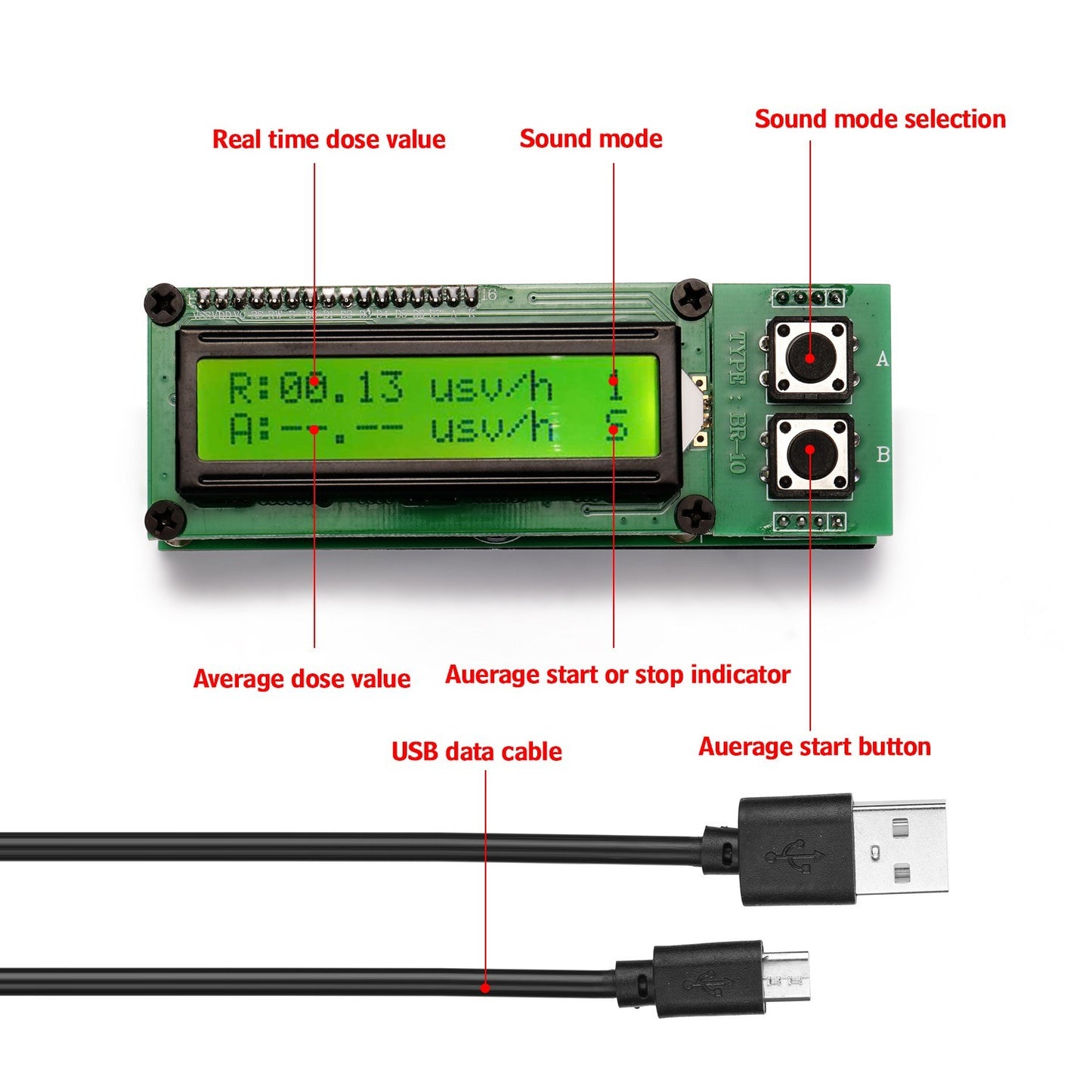 Nuclear Radiation Detector Monitor Practical Radioactive Radiation Tester Geiger Counter Tester Stone Gem Radiation Tester Individual Dosimeter