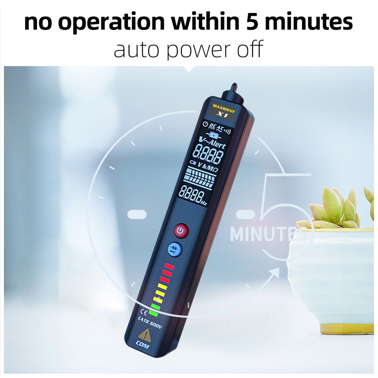 MAXRIENY LCD Display Screen Voltage Detector Multimeter Tester Non-contact Breakpoint Locate Live Wire Indicate Tools