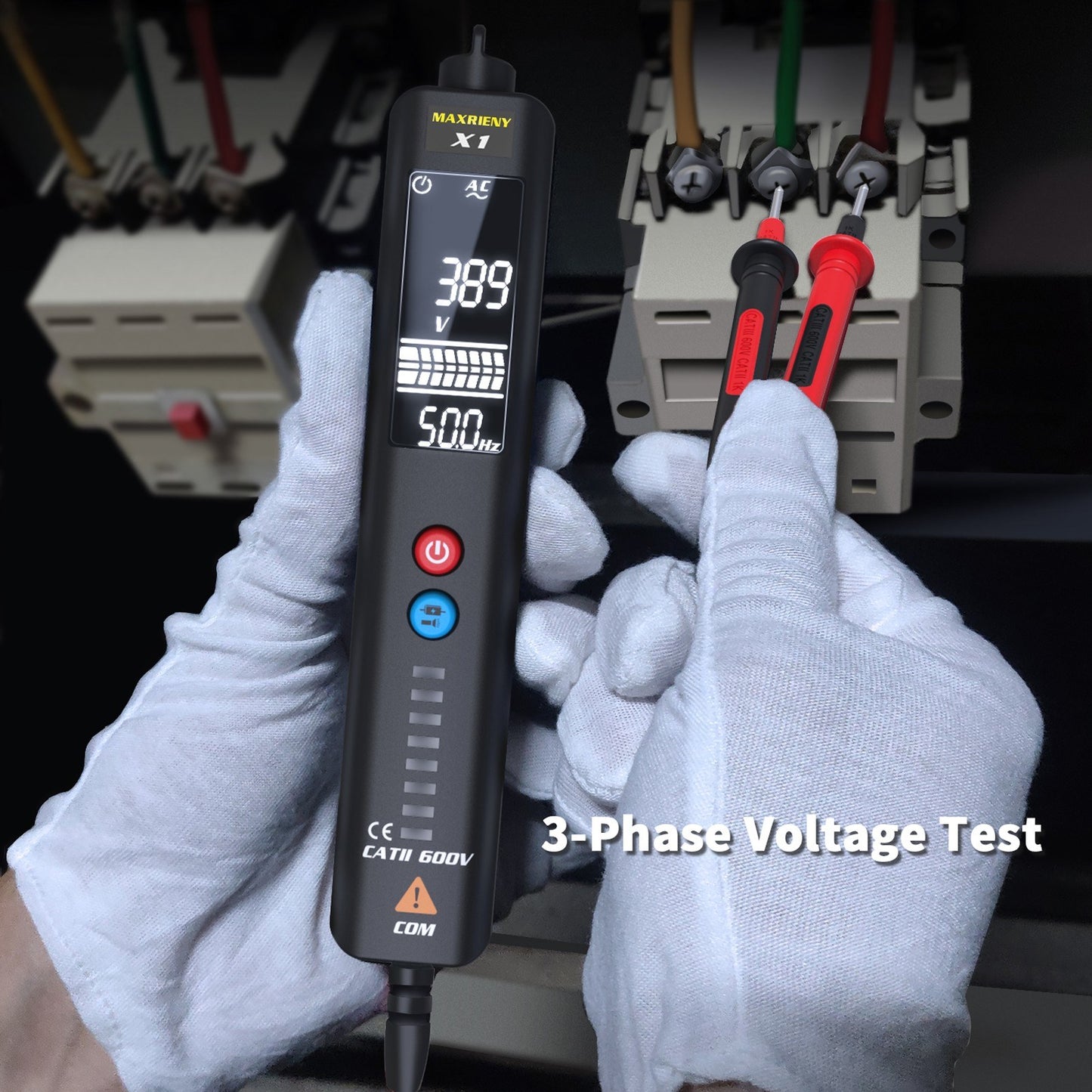 MAXRIENY LCD Display Screen Voltage Detector Multimeter Tester Non-contact Breakpoint Locate Live Wire Indicate Tools
