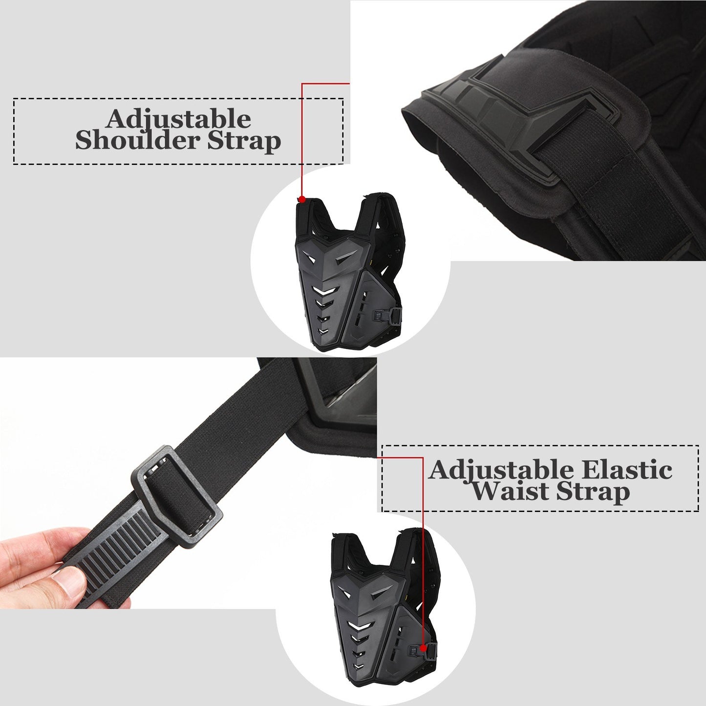 Motorcycle Riding Armor Vest Skating Motocross Bike Chest Spine Back Protective Vest - Black