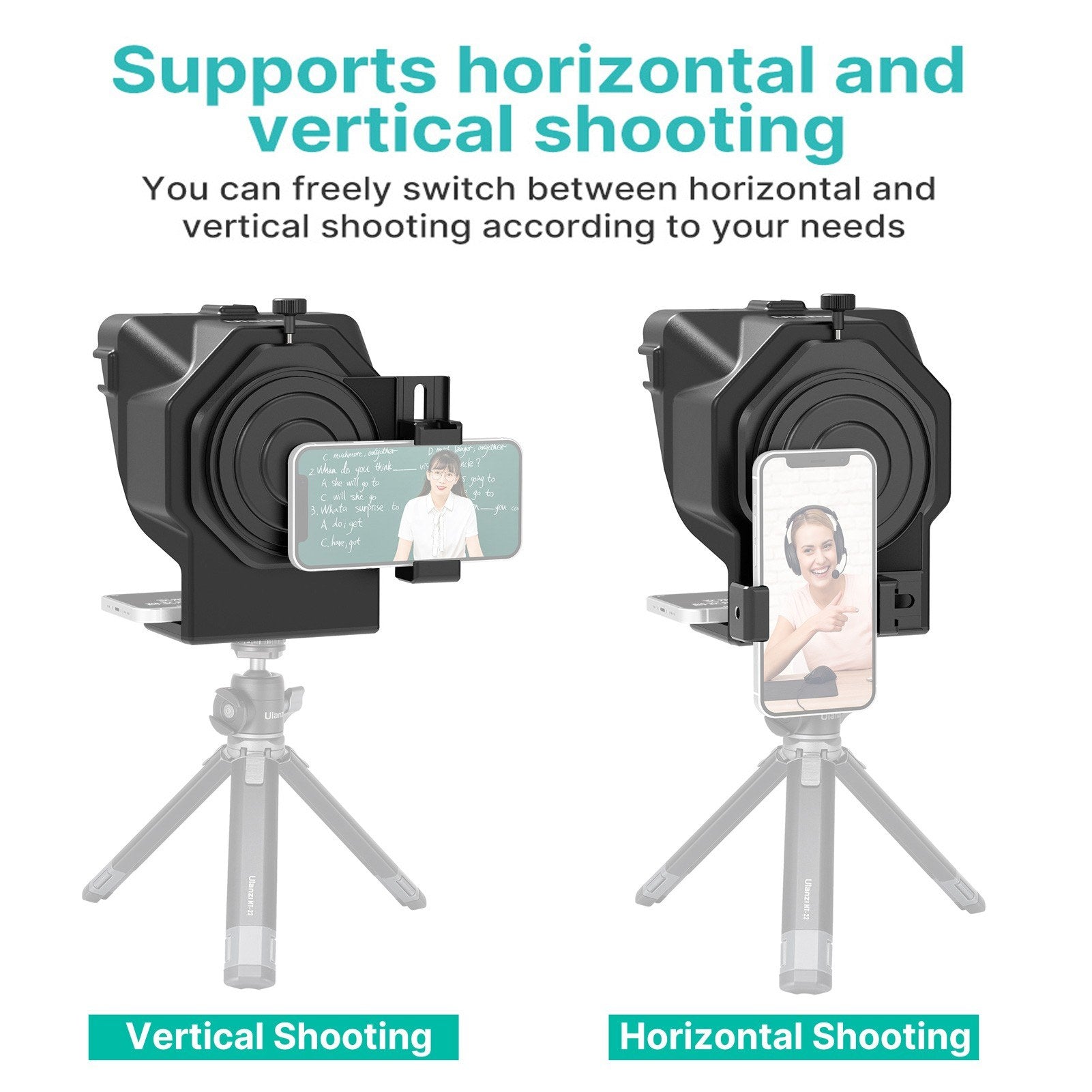 ULANZI Smartphone Teleprompter Prompter with Phone Holder Remote Contr