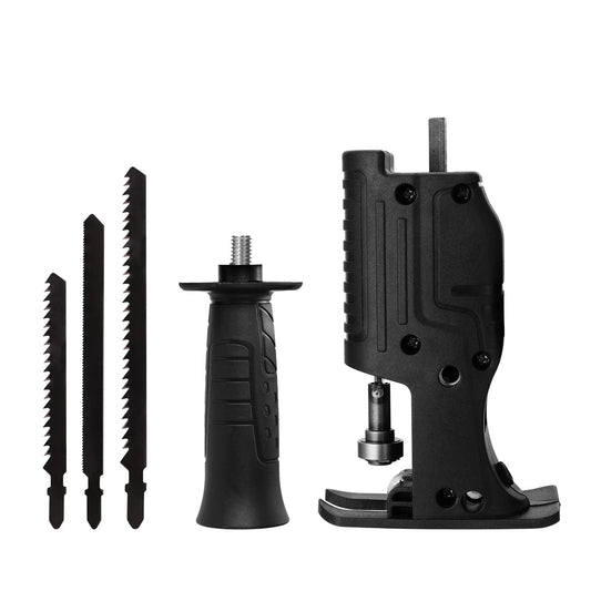 Electric Reciprocating Saw Portable Multi-functional Electric Drill Chainsaw Reciprocating Saw with 3Pcs Saw Blades Woodworking Tools - Black