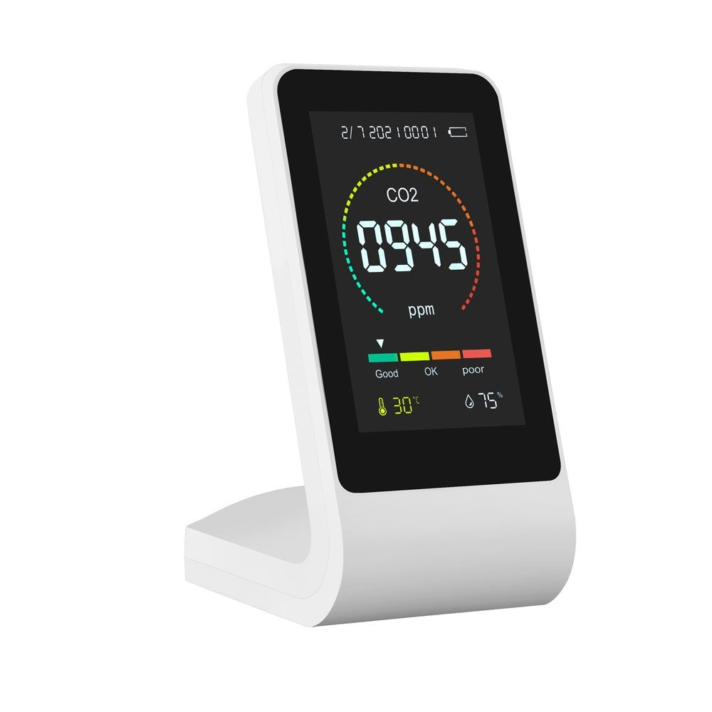 Smart Air Quality Monitor 5-in-1 CO2 Meter Digital Temperature Humidity Tester Tester Indoor Outdoor Air Pollution TVOC HCHO Detector