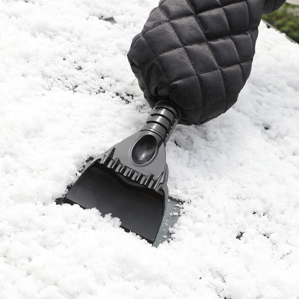 Uniqkart for Car Vehicle-mounted Aluminum Alloy Retractable Snow Shovel Multifunctional Snow Scraping Car Cleaning Tool - Black Deicing Scraper/Black Glove