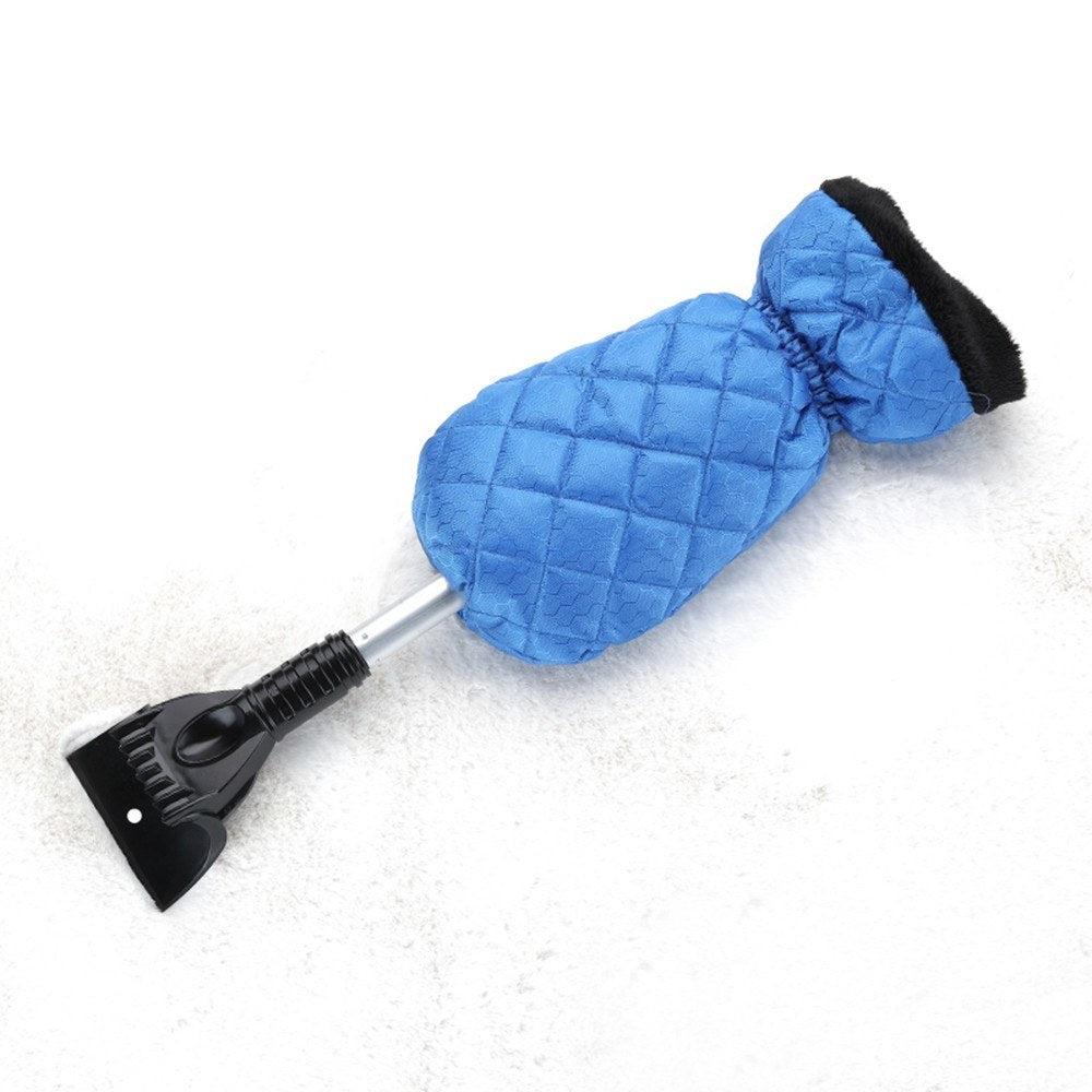 Uniqkart for Car Vehicle-mounted Aluminum Alloy Retractable Snow Shovel Multifunctional Snow Scraping Car Cleaning Tool - Black Deicing Scraper/Blue Glove