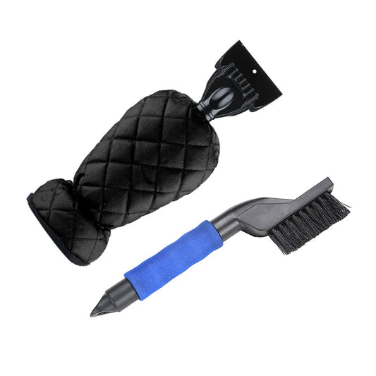 for Car Vehicle-mounted Aluminum Alloy Retractable Snow Shovel Multifunctional Snow Scraping Car Cleaning Tool - Black Deicing Scraper/Black Glove/Blue Snow Brush