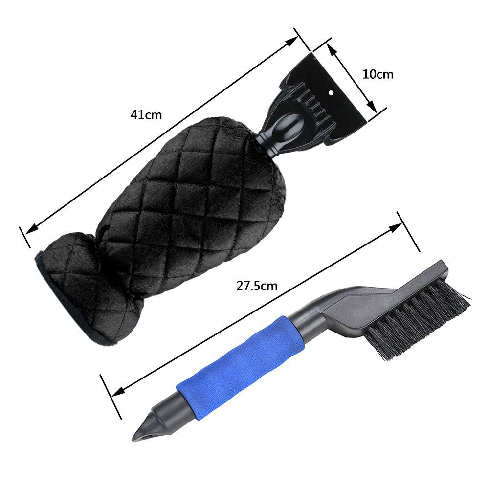 for Car Vehicle-mounted Aluminum Alloy Retractable Snow Shovel Multifunctional Snow Scraping Car Cleaning Tool - Black Deicing Scraper/Black Glove/Blue Snow Brush
