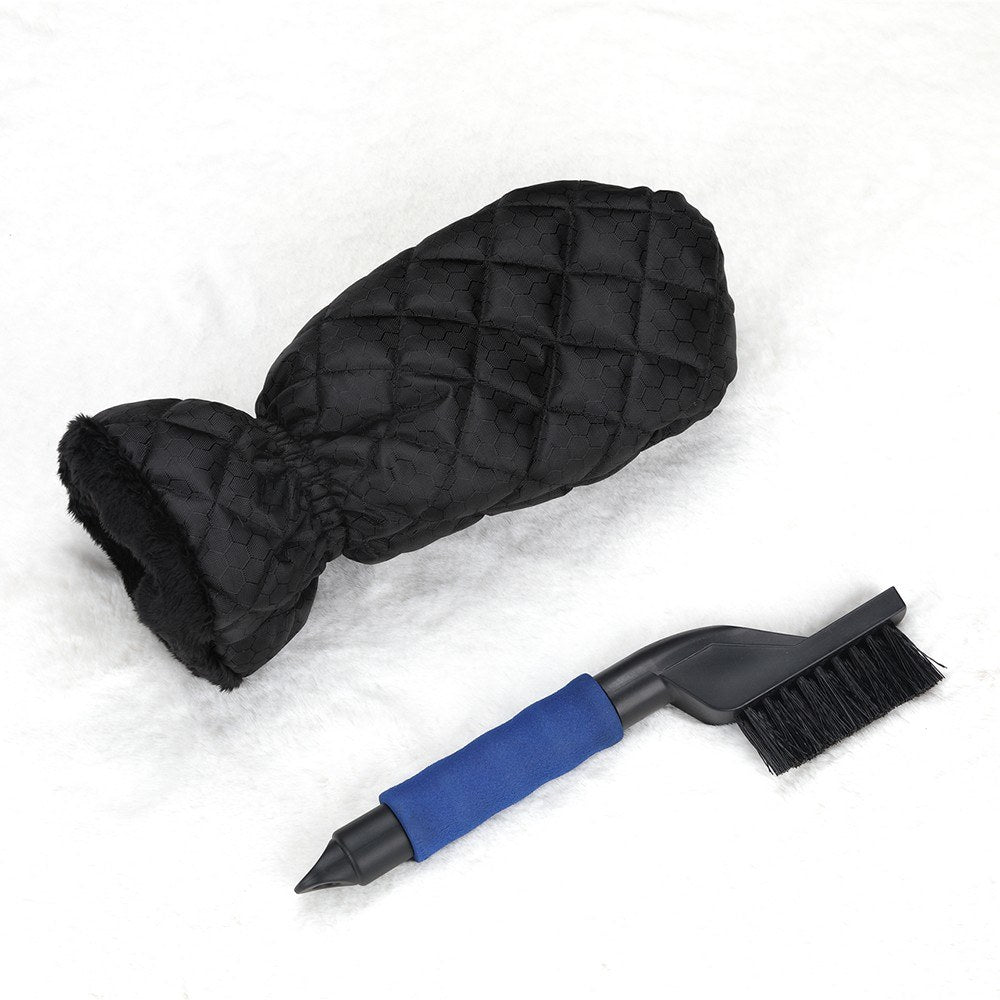 for Car Vehicle-mounted Aluminum Alloy Retractable Snow Shovel Multifunctional Snow Scraping Car Cleaning Tool - Black Deicing Scraper/Black Glove/Blue Snow Brush