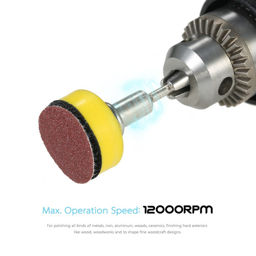 100Pcs 25mm 1 inch Sander Disc Sanding Disk for DIY grinding and polishing 100-3000 Grit Paper with 1 inch Abrasive Polish Pad Plate + 1/8 inch Shank Rotary Tool