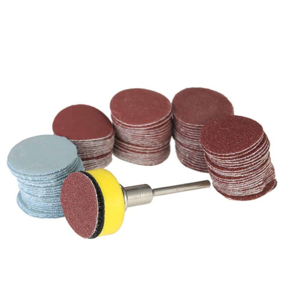 100Pcs 25mm 1 inch Sander Disc Sanding Disk for DIY grinding and polishing 100-3000 Grit Paper with 1 inch Abrasive Polish Pad Plate + 1/8 inch Shank Rotary Tool