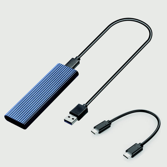 M.2 SATA NVME to USB 3.1 Hard Drive Enclosure Dual Protocol 10Gbps Transmission Portable Type-C External Enclosure Aluminum Alloy Shell with LED Light - Blue