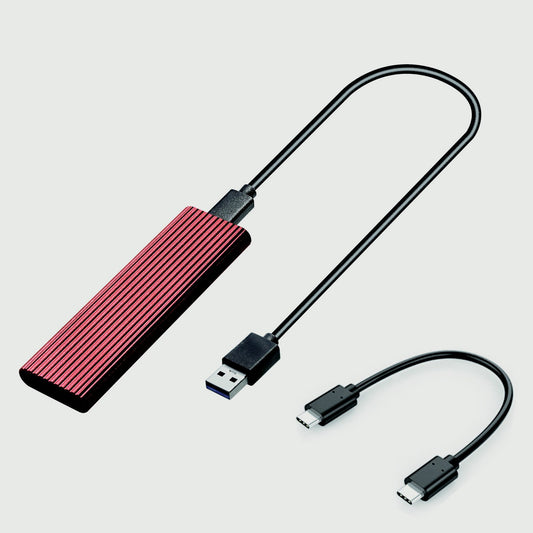 M.2 SATA NVME to USB 3.1 Hard Drive Enclosure Dual Protocol 10Gbps Transmission Portable Type-C External Enclosure Aluminum Alloy Shell with LED Light - Red