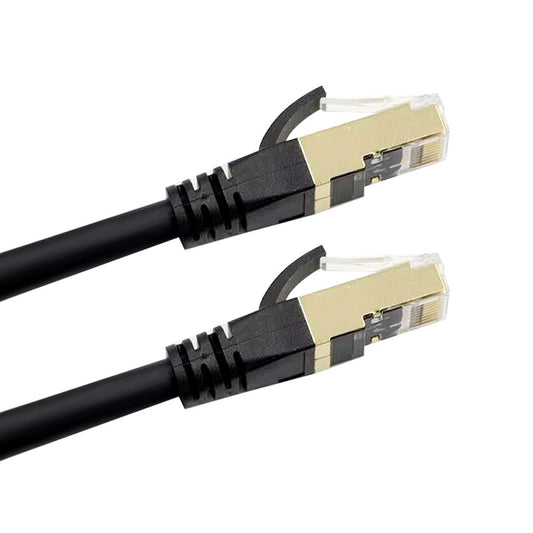 Cat8 Ethernet Cable Durable High-Speed Network Cable 40Gbps 2000Mhz/ Shielded Twisted Pair/ Gold Plated RJ45 Interface - Black/15m