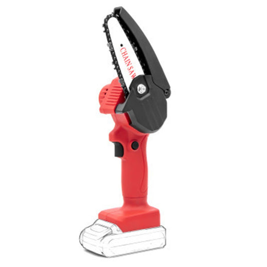 Portable Rechargeable Lightweight Cordless Chainsaw for Wood Cutting Tree Pruning - Red/Type 1