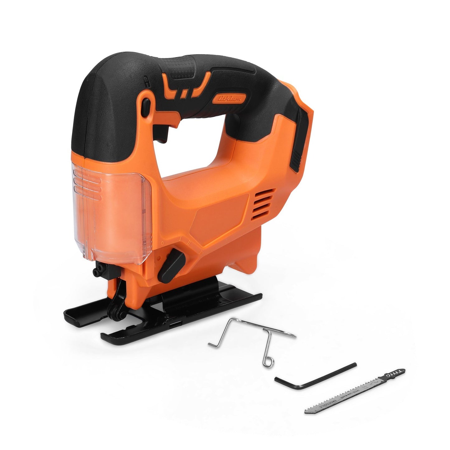 Cordless Jigsaw Adjustable Speed Multi-Function Portable Outdoor Electric Jigsaw Metal and Wood Jigsaw Woodworking Power Tool - Orange